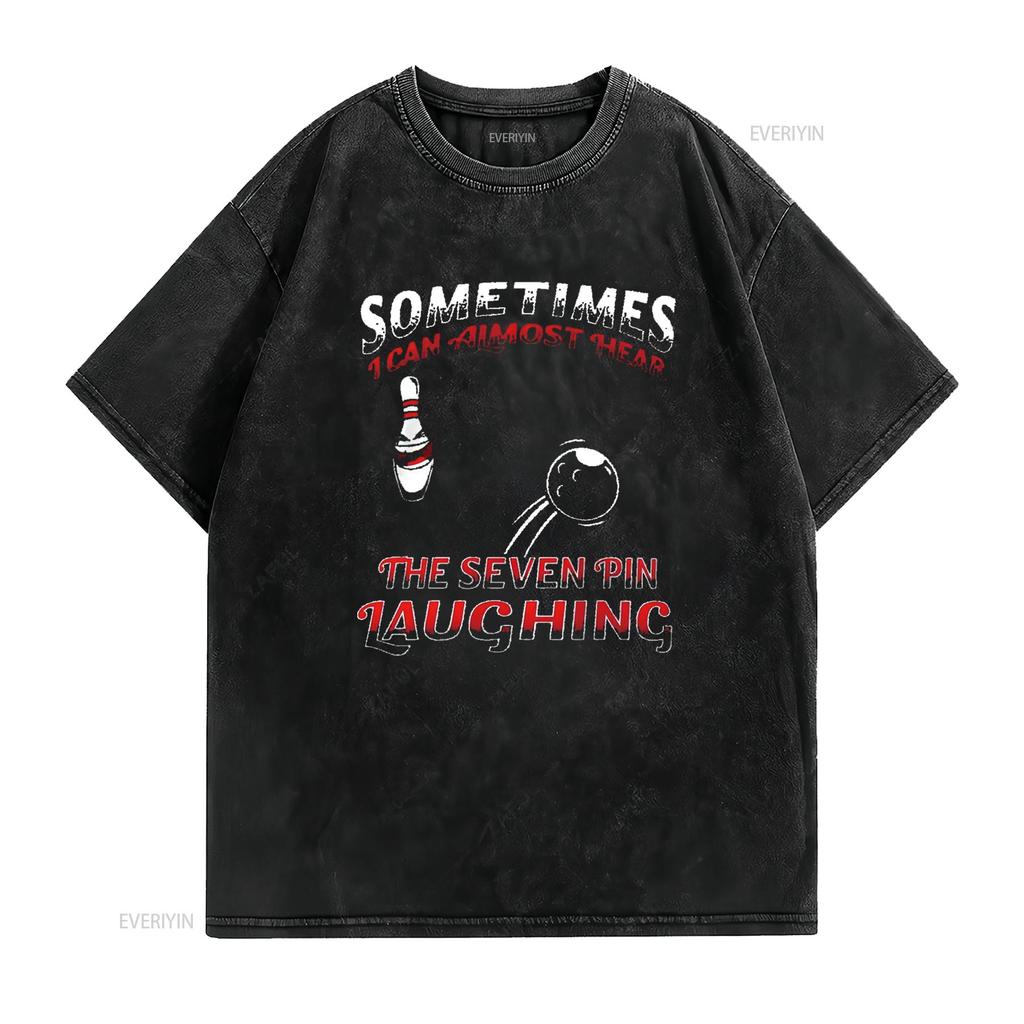 Mens Sometimes I Can Hear the 7 Pin Laughing  T Shirt Black X Large Vintage Washed Unisex Stylish Streetwear Breathable