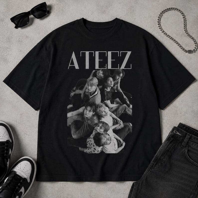 2026 Summer Hot Sale ATEEZ Kpop Group Graphic T-shirt Unisex Hip Hop Streetwear T-shirt Lightweight Breathable and Comfortable Clothes
