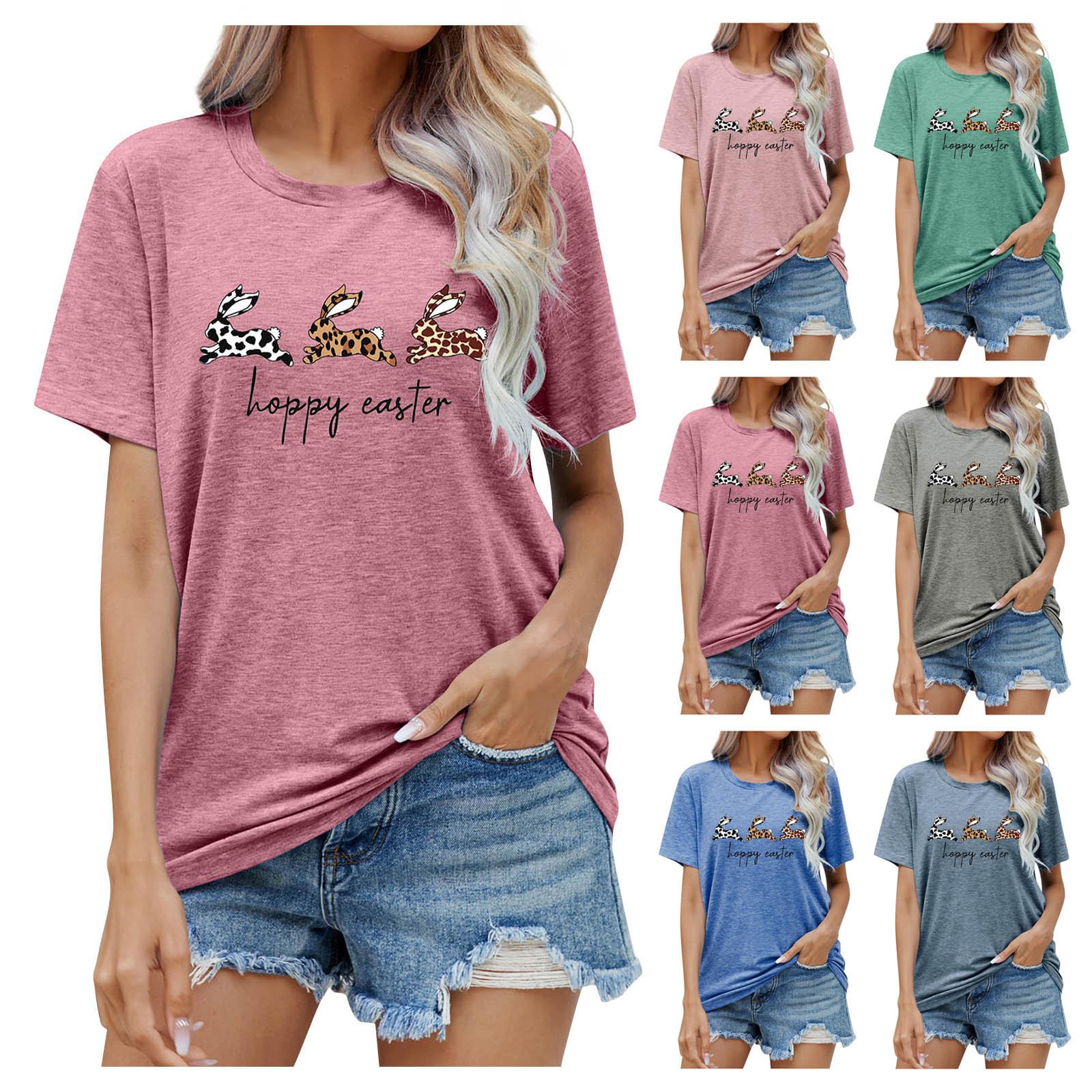 

(Куниде) Летняя женская повседневная футболка с круглым вырезом и коротким рукавом с принтом, подарок ко Дню матери, рубашка, топ, футболка