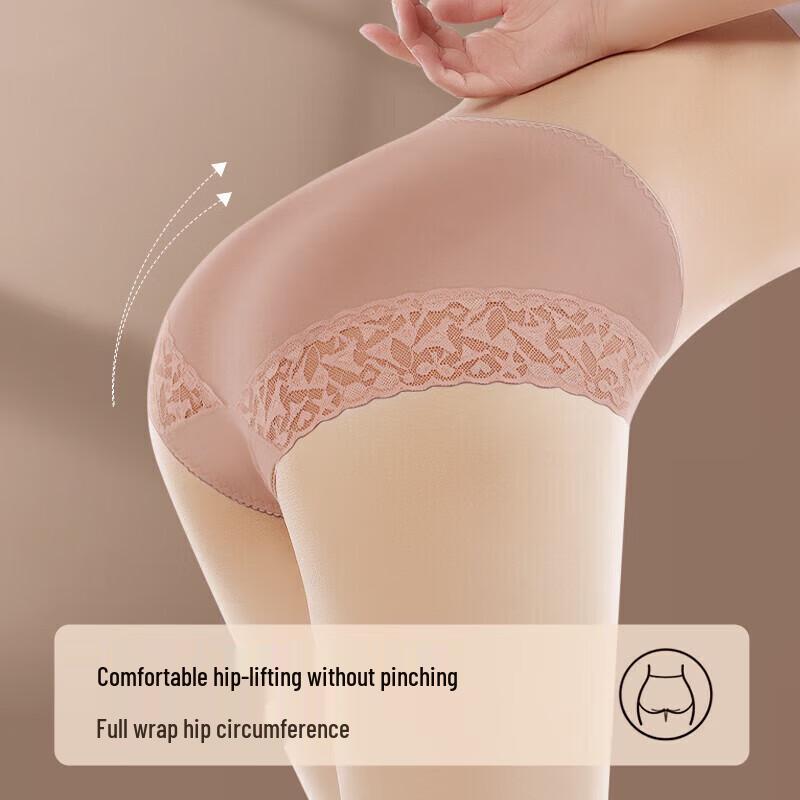 Mei Ya Ting Women's Mid-Waist Pure Cotton Lace Briefs (3-Pack)