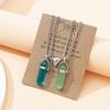 Fashion Couple Matching Necklace Colorful Geometric Hexagon Pillar Crystal Pendant Love Couple Friendship Friends Jewelry Gift