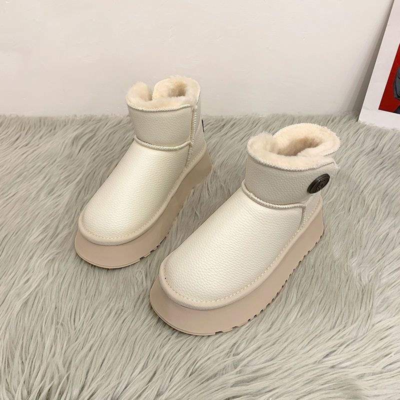 

Snow boots women s thick-soled super soft muffin velvet thickened waterproof and non-slip fur integrated 2025 new bread short boots 35