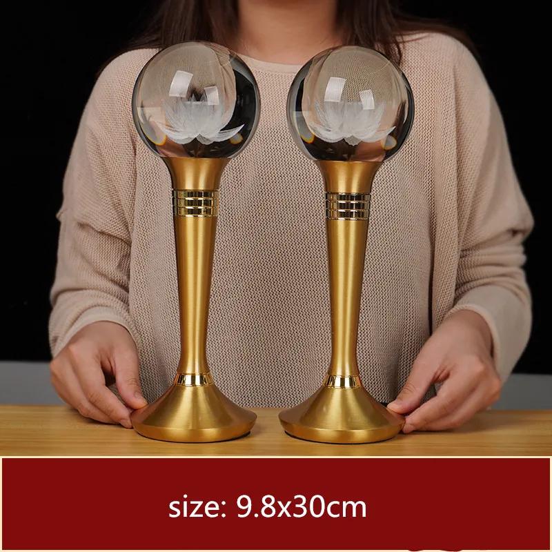 2pcs Chinese Crystal Candle Holder Ornaments Colorful Simulated Candlestick Buddha Hall Worship Home Decor Buddhist Accessories