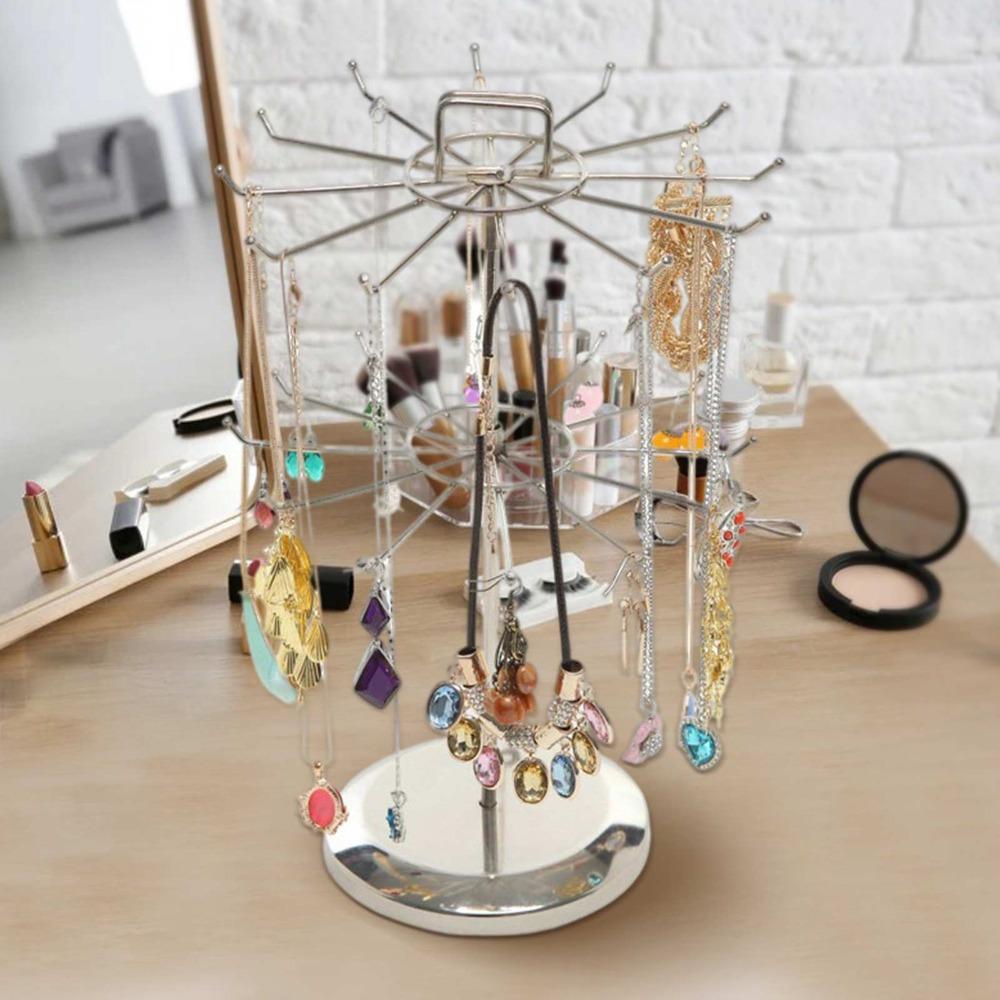2-Tier Design Rotating Jewelry Holder Iron Material Two Tier Jewelry Rack  For Earrings