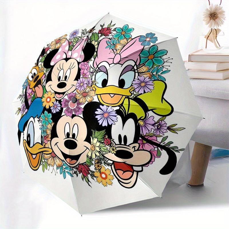 Disney Mickey Mouse,Minnie Mouse,Daisy Duck Manual Opening and Closing Umbrella, 8-Rib Reinforced Folding Design, Lightweight