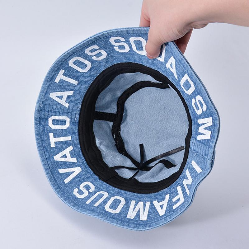 Summer Sun Visor Denim Cap Female Fisherman Hat Letter Male Basin Hat