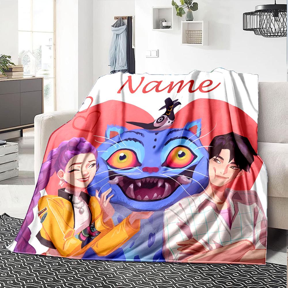 Customizable KPop Demon Hunters40 Throw Blanket – Personalized Name, All-Season Cozy Snug Blanket, Machine Washable, Personalized Blanket