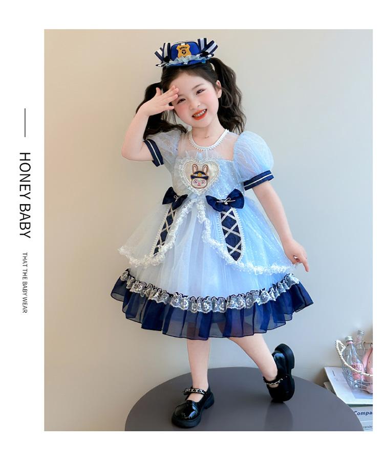 Girl cartoon rabbit police officer Lolita dress summer dress mesh princess dress fluffy dress birthday dress