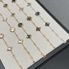 18K Rose Gold Plated Sterling Silver Bracelet with Four-Leaf Clover and Natural Mother-of-Pearl Elements, Non-Fading.
