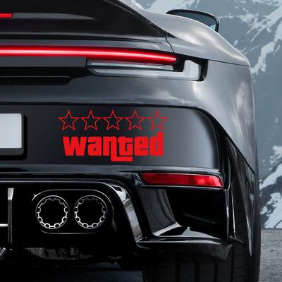 Wanted Reflective Star Car Motorcycle Sticker Auto Vinyl Film Decals Waterproof for Rear Windshield Window Auto Accessories