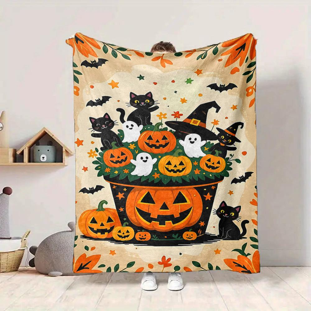 1pc Halloween Decorations Blanket Lightweight Flannel Blanket Throw Blanket For Sofa, Bed, Travel, Camping, Livingroom, Office, Couch, Chair, And Bed
