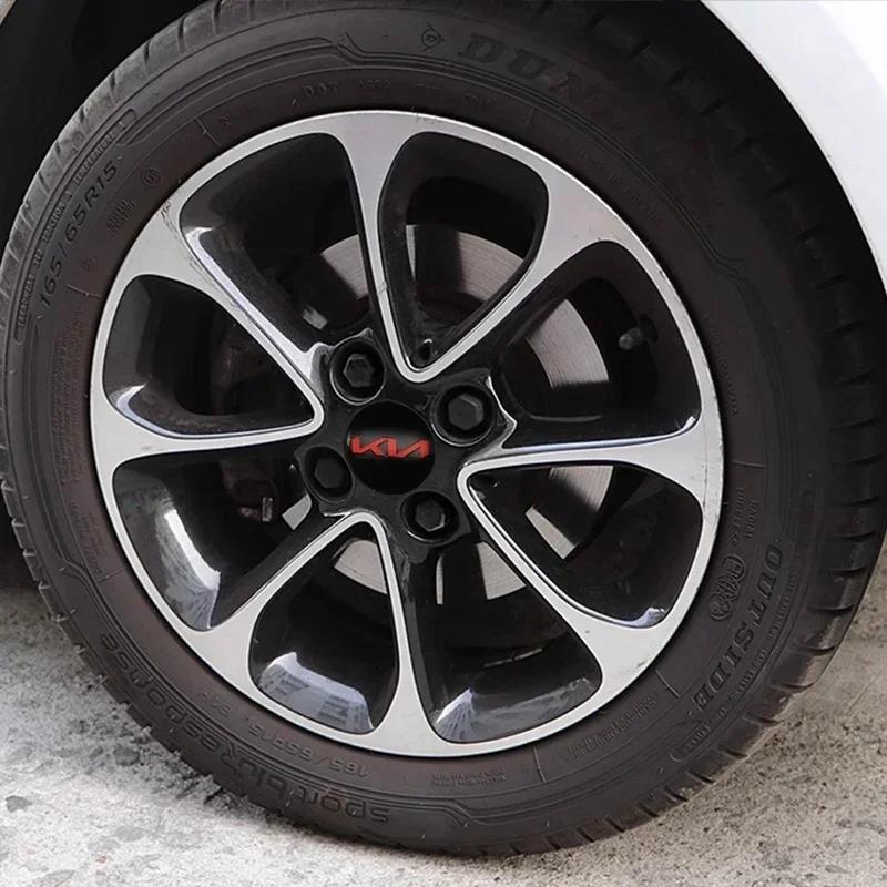 2026 Hot Car Sticker 4Pcs 56mm Car Wheel Center Hub Cap Badge sticker Auto styling For KIA EV6 Sorento Niro Stinger Ceed Carniva