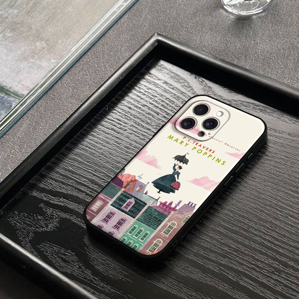 Mary P-Poppins Phone Case For IPhone 1716 15 14 13 Pro Max 11 12 Mini X Xs XR Black Silicone Cover
