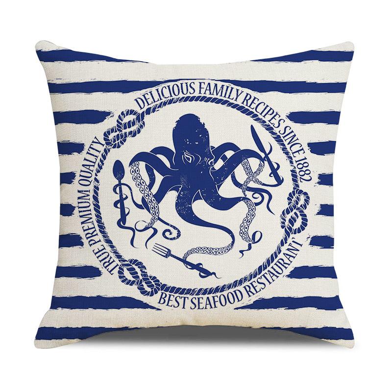 Nordic Nautical Blue Striped Pillow Marine Linen Cushion Cover New Home Soft Accessories