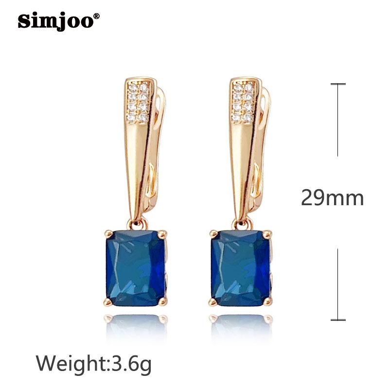 SIMJOO Stylish Wide-sided Blue Zircon Earrings with Diamond Stud Earrings