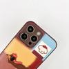 Cute 3D Dachshund Dog Color Block Phone Case, Leather Texture Protective Cover for iPhone
