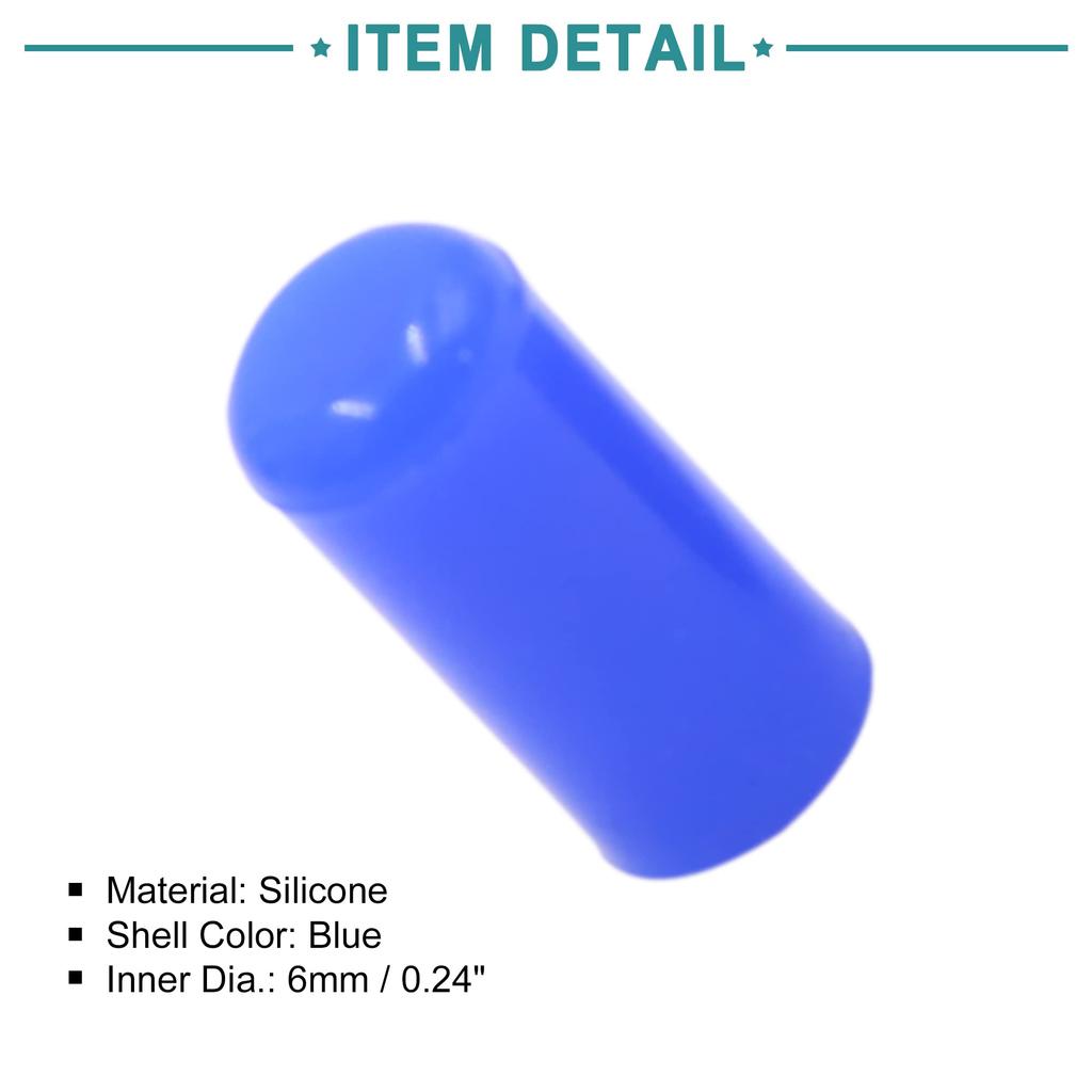 ACROPIX Intake Vacuum Hose Tube End Stopper Silicone Blanking Cap 6mm Blue 5pcs