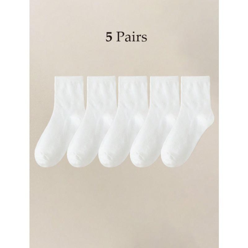 

5 пар детских носков для маленьких девочек и мальчиков, дышащие хлопковые однотонные носки, спортивные носки для детей 1-12 лет L белый