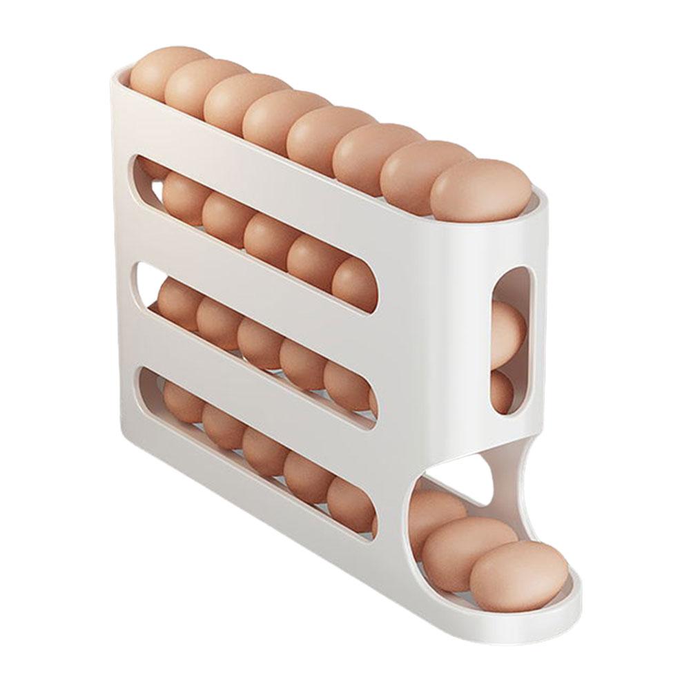 4 Layers Refrigerator Egg Storage Box Large Capacity Kitchen Rolling Eggs Container Rolling Eggs Dispenser for Fridge Countertop