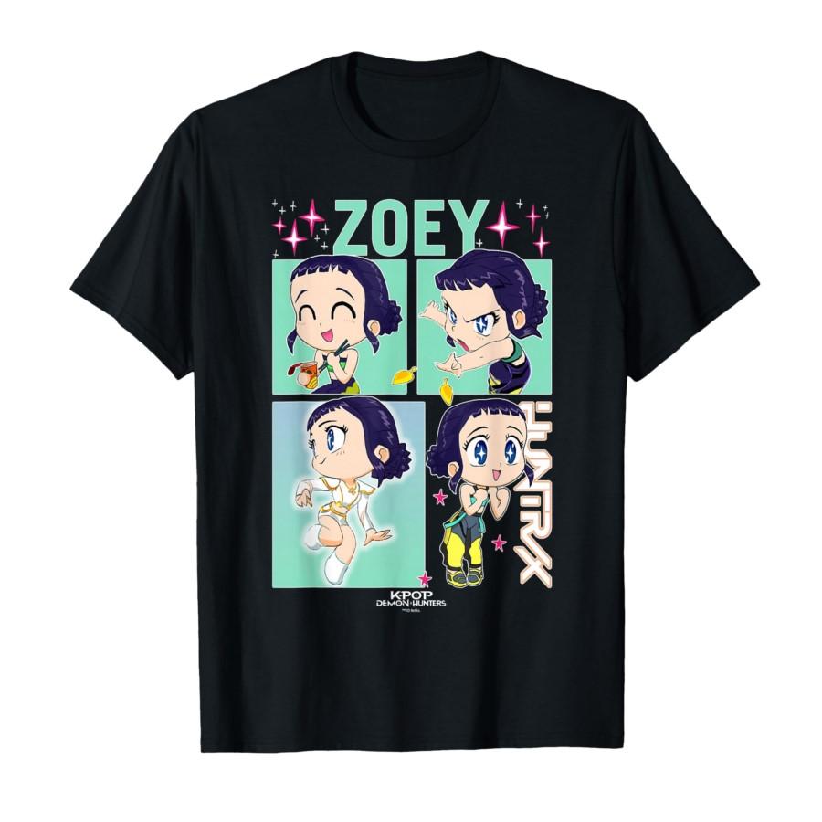 Zoey Kpop Demon Hunters Rumi Mira Cartoon T-shirt For Men Women 100% Cotton T Shirts Short Sleeve Tops 1027-4