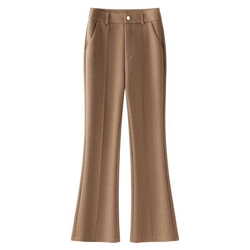 

Женские бежевые шерстяные брюки клеш на флисовой подкладке - Коллекция Осень/Зима 2024 2XL