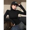 Black with High Collar Autumn and Winter Sexy Slim Fit Long-Sleeved T-shirt