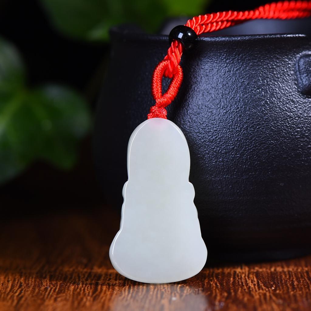 Natural Hotan Jade Little Buddha Male Pendant Women's Necklace Birthday Gift for Girlfriend and Wife with Certificate