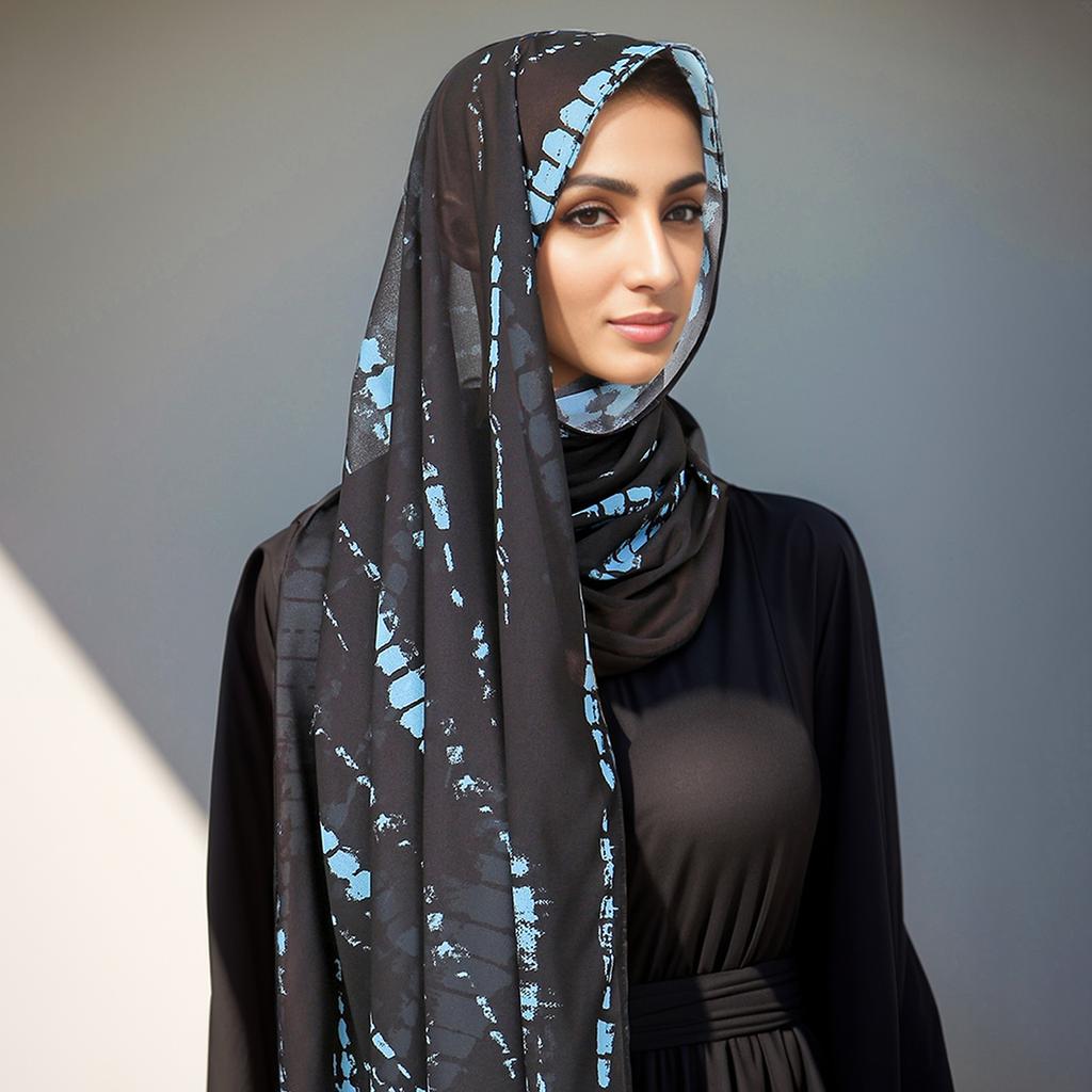 New Printed Chiffon Hijab Scarf For Women Muslim Headscarf Wraps Veils Islamic Turban Niqab Tie-Dyed Headband Muslim Hijab Shawl
