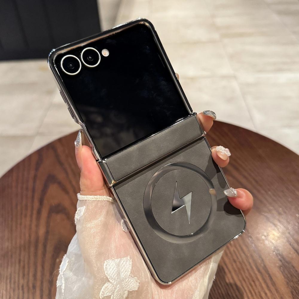 Luxury Plating Magnetic Matte Leather Case For Samsung Galaxy Z Flip 8 Ultra 7 6 5 4 3 Wireless Charging Soft Shockproof Cover
