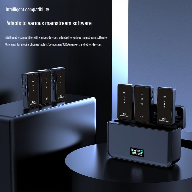 Cross-border Wireless Clip-on Microphone: Ultra-long Battery, Dual Connection, Charging Case for Mobile Recording