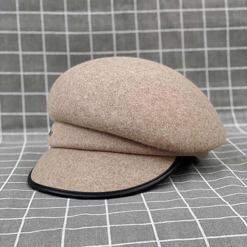 Japanese Woolen Beret Women'S Retro Casual Slanted Top Bag Edge Duck Tongue Equestrian Hat Fashion Felt Hat