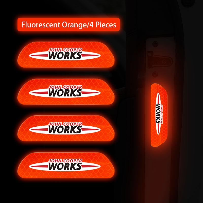 4Pcs Car Stickers Portable Safety Warning Reflective Decal For MINI JCW Cabrio Cooper Countryman Aceman Clubman Coupe Paceman