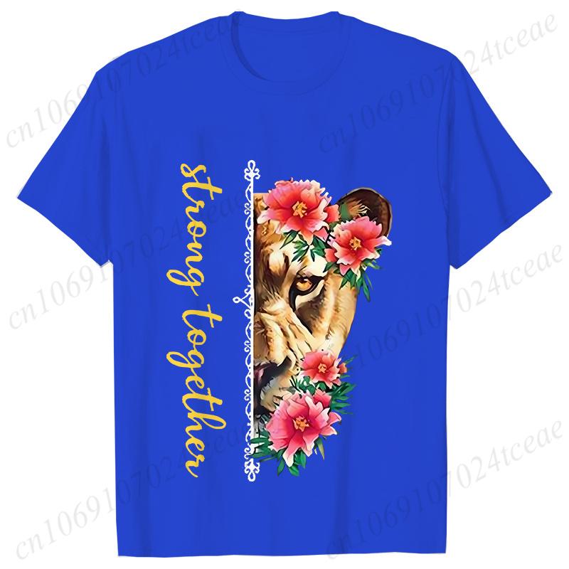 

Fashion Strong Together Lion Couple Matching T Shirts Valentine s Day Gifts for Lover Unisex Clothes Summer Short Sleeve Tees 3XL