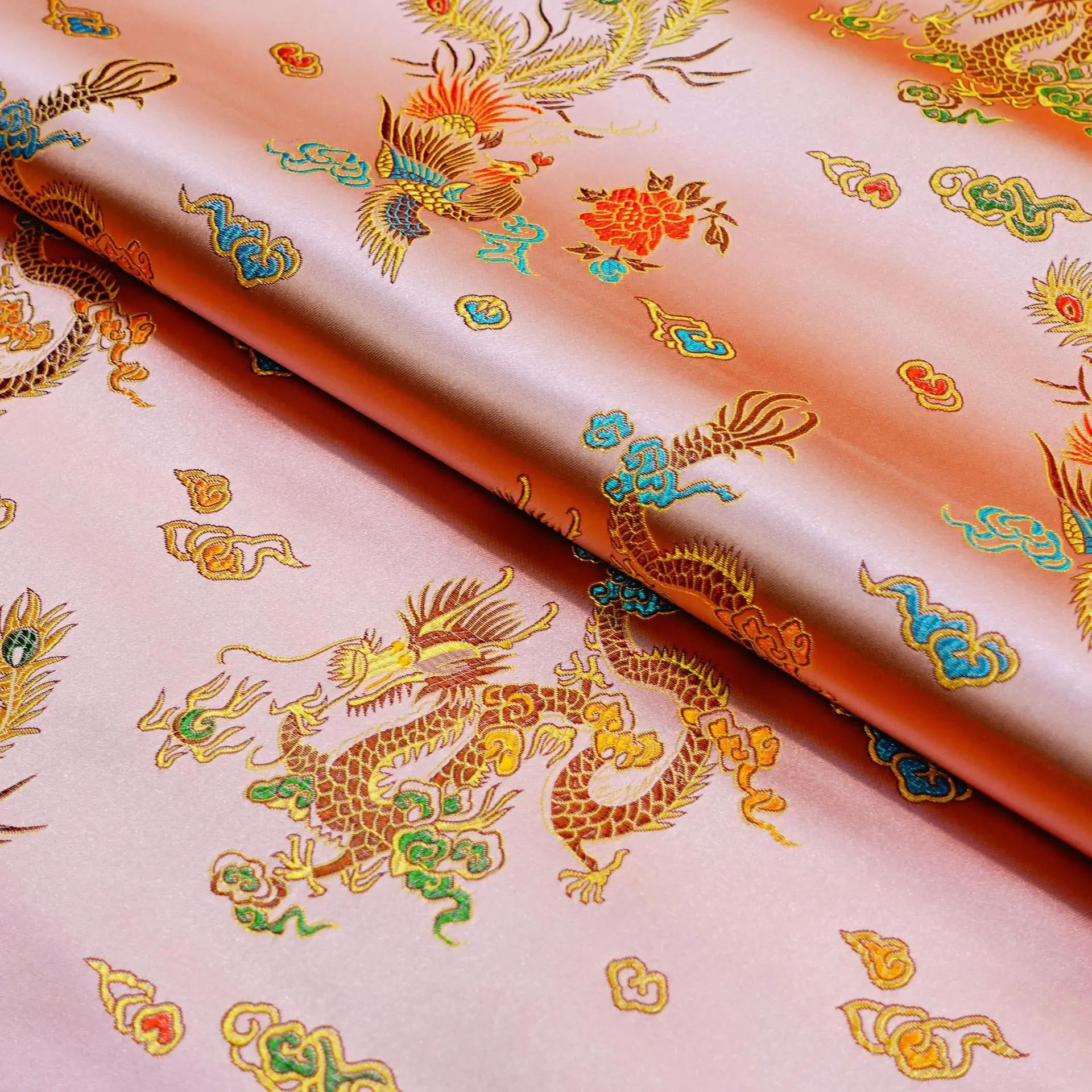 

Китайский стиль 100x114 см парча узор дракон феникс ткани дамаск для шитья чонсам и кимоно материал рукоделие своими руками 100x114cm розовый