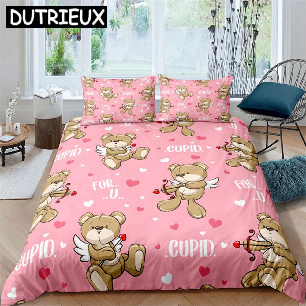 Simple Teddy Bear Pattern Bedding Set - Ideal For Children & Adults' Bedroom Decoration