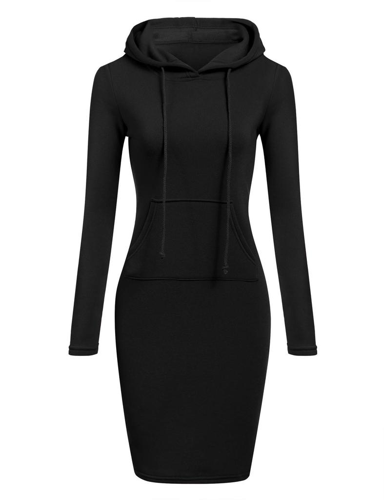 2026 Autumn/Winter European American Women's Solid Color Hooded Long Sleeve Dress
