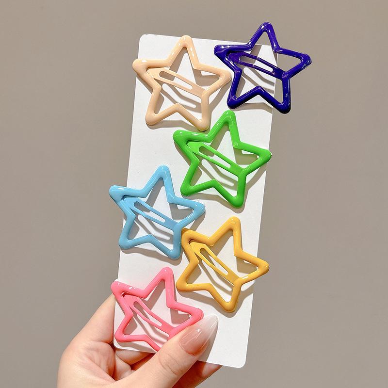 Y2K Dopamine Color Pentagram Small Hair Clip for Women & Kids - Cute Bangs & Side Hair Accessory
