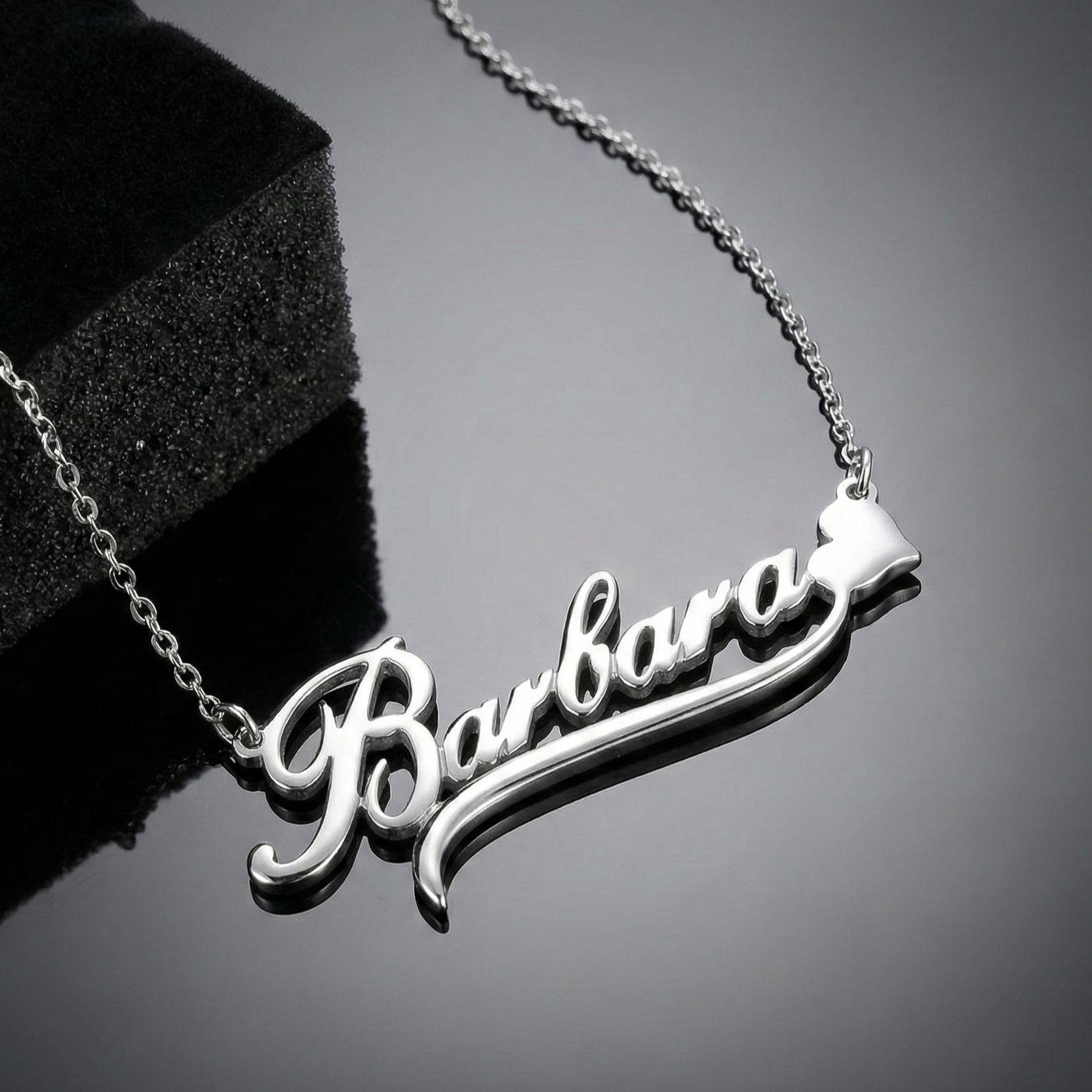 18K Gold Stainless Steel Personalized Name Pendant Necklace - European & American Titanium Steel Jewelry.