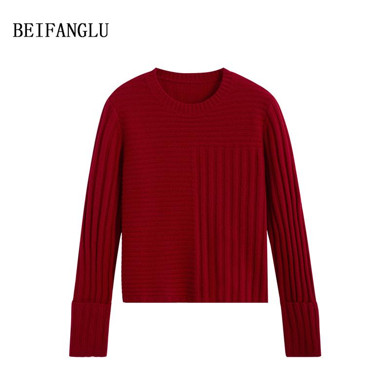 Northern Deer Merino Wool Ribbed Sweater - Round Neck Knitwear, Celebrity Style (2025)