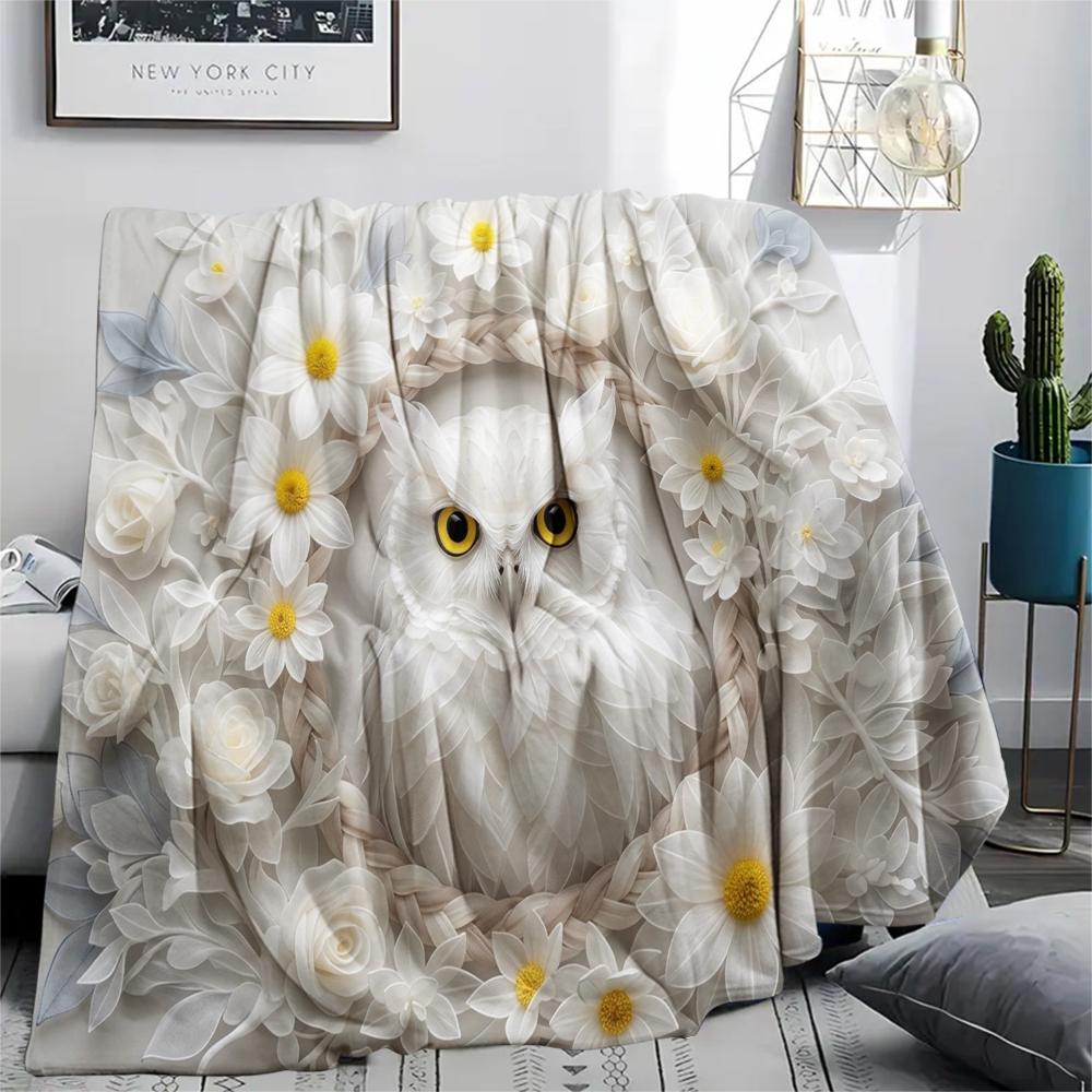 1Pc owl Print Flannel Blanket, High quality Comfortable for All Seasons, Home Decor, Warmth and Comfort, Perfect for Christmas Gifts W67