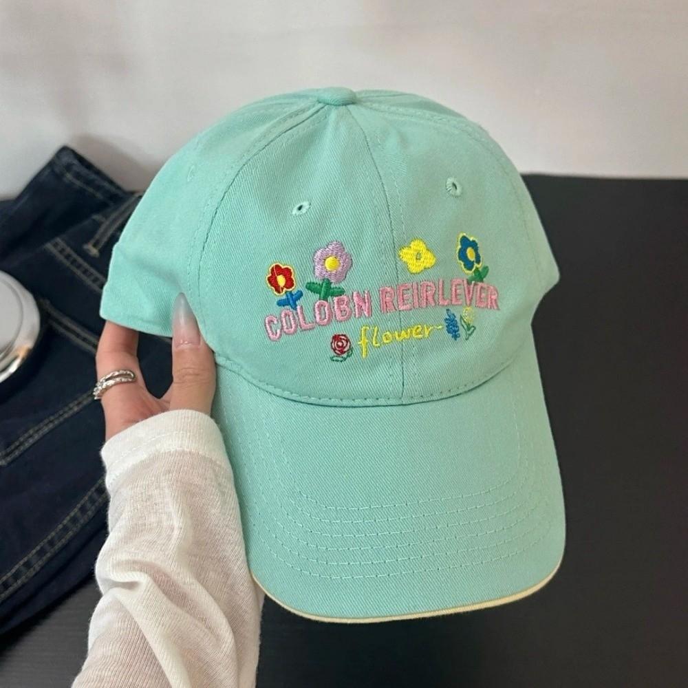 Letters Embroidered Sun Hat Candy Color Peaked Cap Cute Flower Baseball Cap  Summer