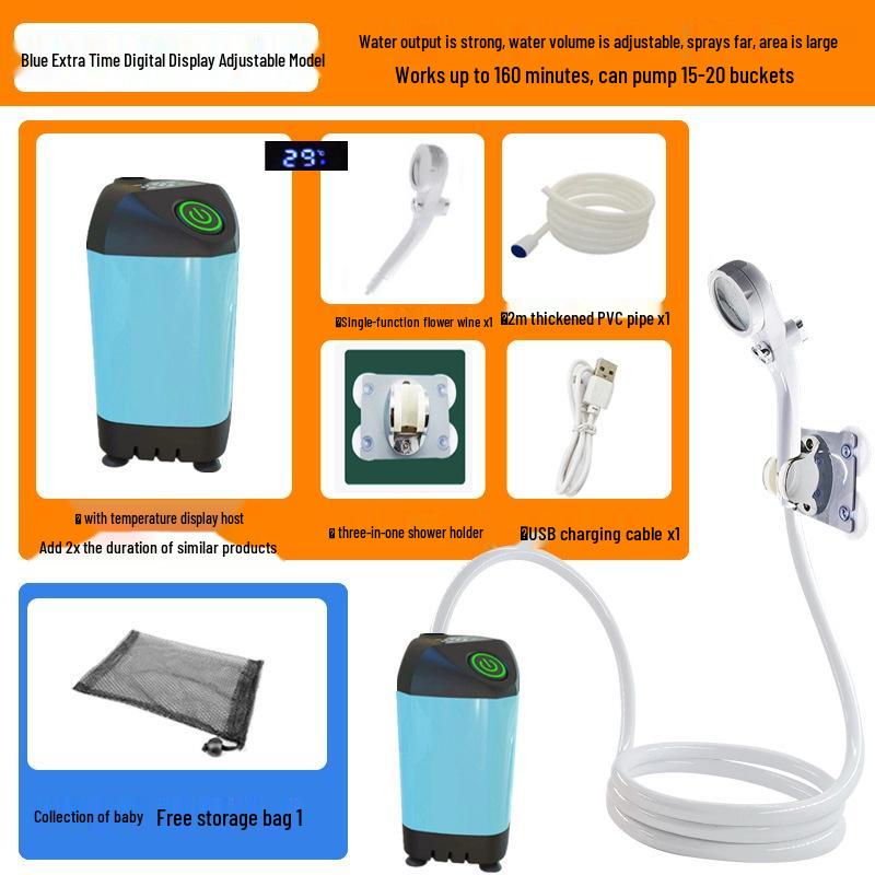 Portable Self-Priming Electric Shower for Outdoor and Rural Use