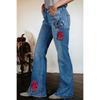 2026 Embroidered Floral Micro-Flare Slimming Wide-Leg Jeans