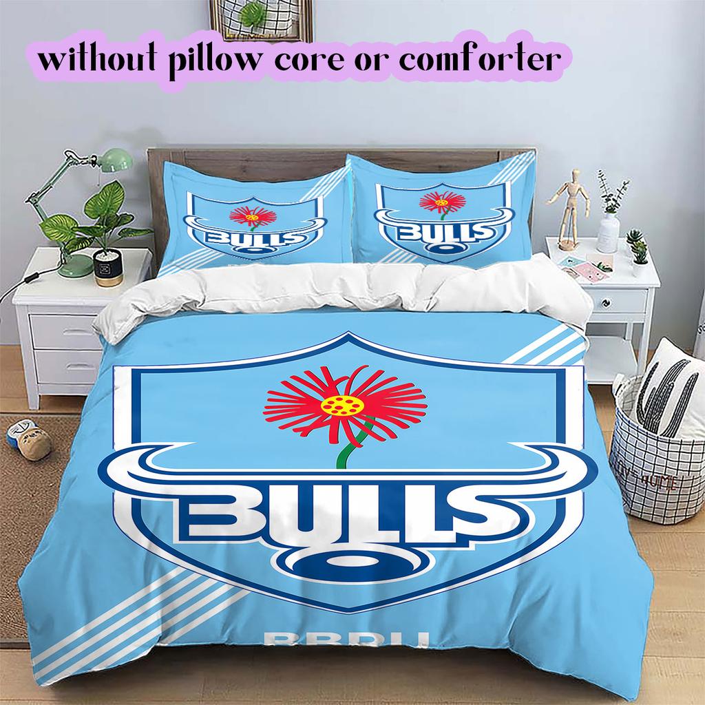 The Bulls rugby Pattern Bedding,Quilt Set Quilt Cover Pillowcase Home Birthday Gift (1*duvet cover+2*pillowcase,without core)