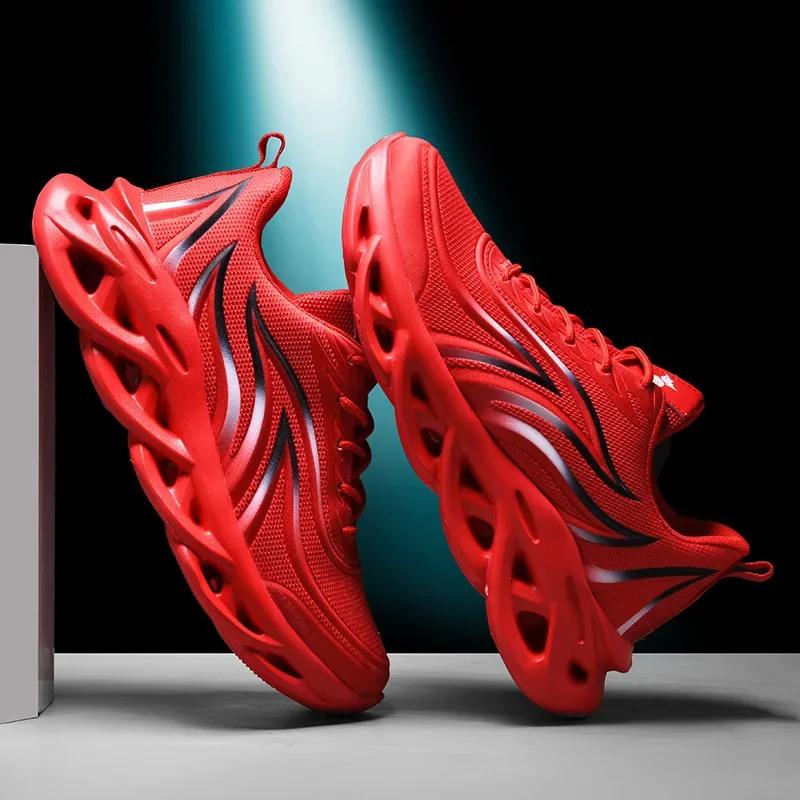 Mode Neue Herren-Sneaker mit Flammenprint Flying Weave Sportschuhe Mode Bequeme Laufschuhe Outdoor Herren Sportschuhe
