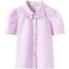 Girls' Sweet Puff Sleeve Cotton Shirt