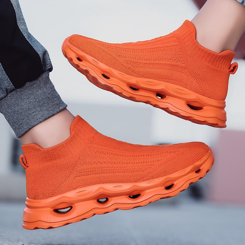 Fashion Orange Mens Sock Shoes Plus Size 48 Lightweight Platform Casual Sneakers Women Sports Walking Shoes Man Running Shoes