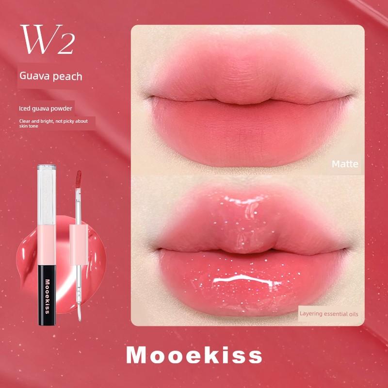 Mooekiss Double-Ended Lip Glaze Lip Mud Lip Gloss Moisturizing Lip Gloss Lip Glaze Whitening Lipstick Matte Finish