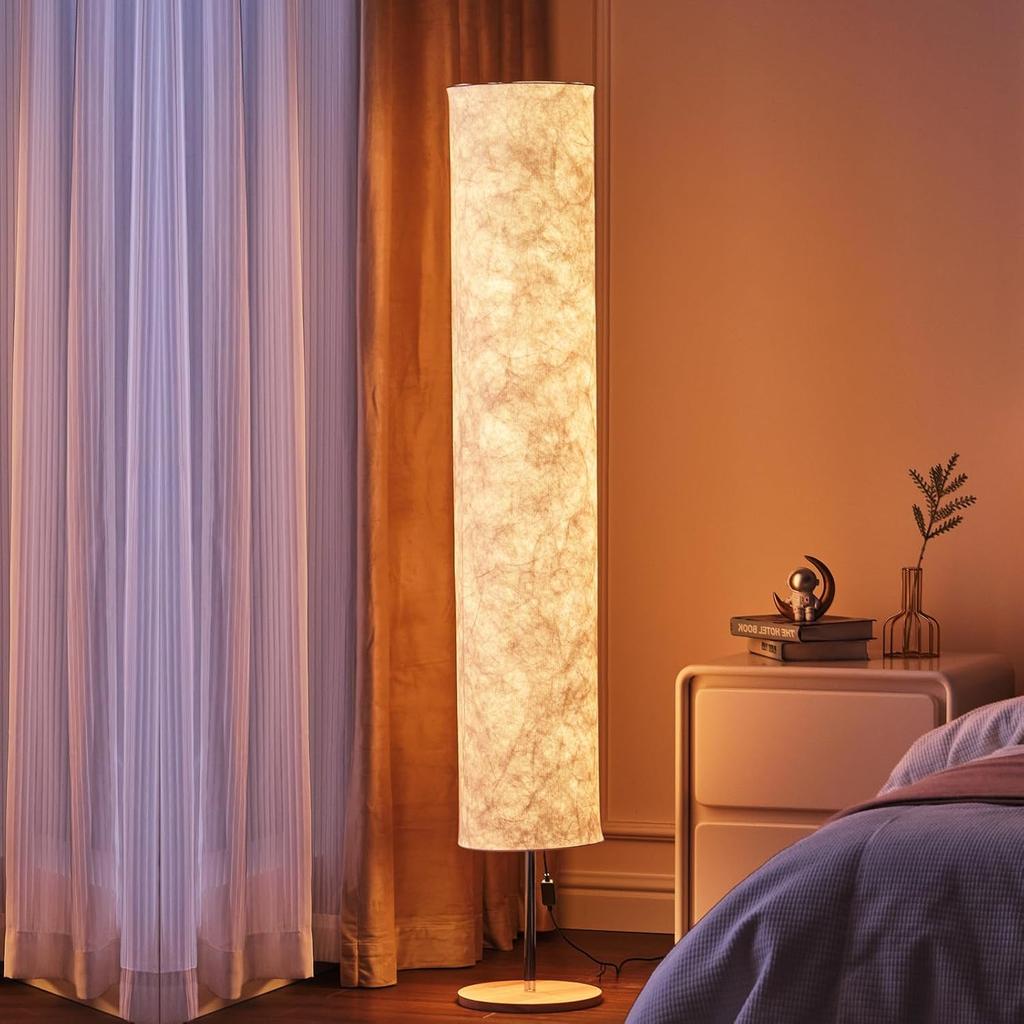 Soft Light Floor Lamp, 58 inch Simple Design Morden Slim Warm Light 3000K LED Tyvek Fabric Shade with LED Lamp for Living Room Bedroom Game Room
