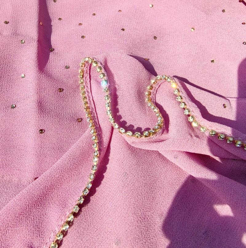 

Миланская хрустальная цепочка Шифоновые хиджабы-шарфы Модный каменный шаль-палантин Эшарп Мусульманский фуляр Бриллиантовый Девочки Розовый шарф